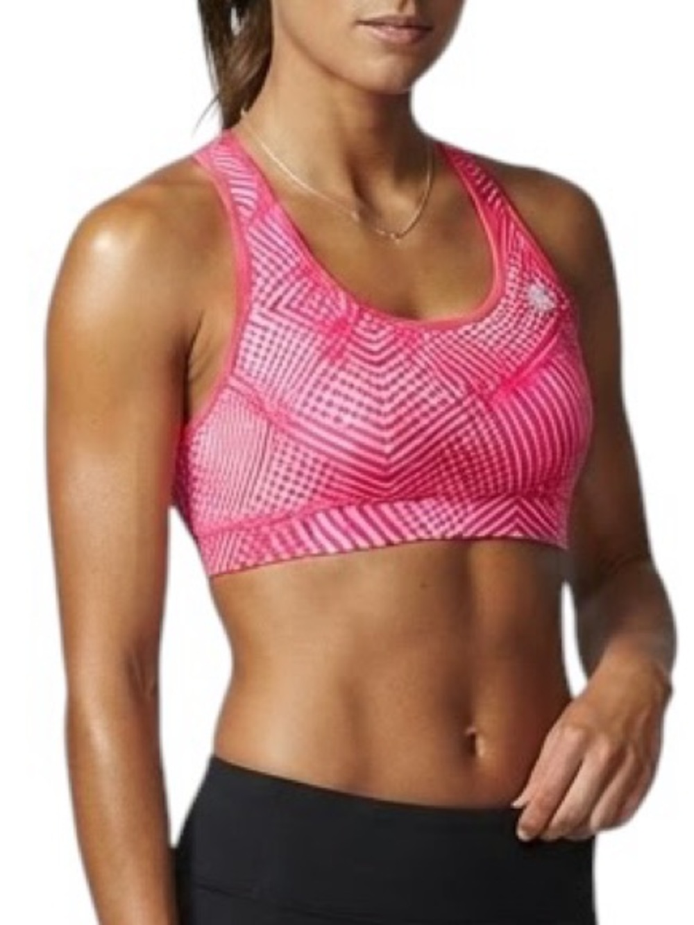 ADIDAS Hot Pink Geometric Techfit Sports Bra Gym Workout Athleisure Small S